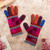 Artisan Crafted 100 Alpaca Multi-Colored Gloves from Peru 'Peruvian Patchwork in Magenta'