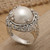 Mabe Pearl and Sterling Silver Floral Motif Cocktail Ring 'White Lunar'
