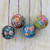 Hand Painted Multicolored Floral Ornaments Set of 4 'Floral Beauty'