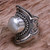 Handcrafted Cultured Mabe Pearl Cocktail Ring from Bali 'Dotted Moon'