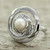Contemporary Silver Cultured Pearl Ring with Cubic Zirconia 'Peaceful Allure'