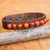 Hand Crafted Carnelian and Leather Band Bracelet 'Rock Walk in Orange'