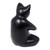 Black Cat Praying in a Yoga Pose Signed Wood Sculpture 'Black Cat Prayer'