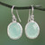 Fair Trade Aqua Chalcedony Dangle Earrings in 925 Silver 'Pale Aqua Dewdrops'