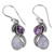 Silver and Rainbow Moonstone Earrings with Faceted Amethyst 'Two Teardrops'