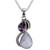 Silver and Rainbow Moonstone Necklace with Faceted Amethyst 'Two Teardrops'