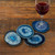 Natural Blue Agate Coasters Set of 4 from Brazil 'Freckles'