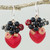 Heart Shaped Red Quartz Onyx and Glass Bead Dangle Earrings 'Love Garden in Red'