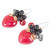 Heart Shaped Red Quartz Onyx and Glass Bead Dangle Earrings 'Love Garden in Red'