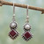 Garnet and Cultured Pearl Dangle Earrings in Silver 925 'Kolkata Sparkle'