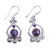 Purple Amethyst Sterling Silver Earrings Handcrafted India 'Exotic Swirls'