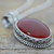Hand Made Red Carnelian Pendant Necklace from India 'Fiery Glamour'