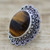 Hand Made Sterling Silver Tiger's Eye Cocktail Ring India 'Halo of Petals'