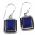 Lapis Lazuli Sterling Silver Rectangle Dangle Earrings 'Blue Frame'