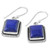 Lapis Lazuli Sterling Silver Rectangle Dangle Earrings 'Blue Frame'