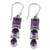 Three Stone Faceted Amethyst Sterling SIlver Dangle Earrings 'Lavender Glamour'