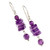 Amethyst and Sterling Silver Dangle Earrings from Thailand 'Purple Monoliths'