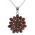 Hand Made Sterling Silver Garnet Pendant Necklace India 'Red Sunflower'