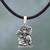 Mayan Glyph Sterling Silver Necklace with a Rubber Cord 'The Carrier of Time'