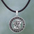 Sterling Silver and Rubber Aztec Pendant Necklace Mexico 'Time Carrier'