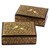 Hand Painted Wood Mini Decorative Boxes Pair from India 'Avian Whispers in Gold'