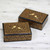 Hand Painted Wood Mini Decorative Boxes Pair from India 'Avian Whispers in Gold'