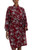 Grey Batik Bali Flowers on Claret Color Rayon Short Robe 'Gorgeous in Claret'