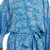 Balinese Rayon Short Cross Over Robe Blue Batik Flowers 'Gorgeous in Cerulean'