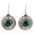 Sterling Silver Malachite Dangle Earrings from India 'Graceful Green'