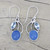 Sterling Silver Blue Topaz Chalcedony Dangle Earrings India 'Blue Fog'