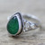 Teardrop Shaped Green Quartz Sterling Silver Cocktail Ring 'Forest Drop'