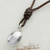 Fine Silver Guatemalan Pendant Necklace with Leather Cord 'Shimmering Egg'