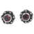 Hand Made Garnet and Sterling Silver Flower Stud Earrings 'Little Happiness in Red'