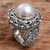 Cultured Mabe Pearl Sterling Silver Cocktail Ring 'Romantic Moonlight'