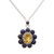 Citrine Lapiz Lazuli Sterling Silver Necklace NOVICA India 'Sunny Blue'