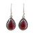 Sterling Silver and Garnet Drop Shape Dangle Earrings 'Radiant Dewdrops'