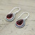 Sterling Silver and Garnet Drop Shape Dangle Earrings 'Radiant Dewdrops'