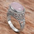 Sterling Silver Rose Quartz Single Stone Ring from Indonesia 'Bali Eye in Pink'