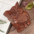 Hand Carved Wood Puzzle Box Owl Shape from Indonesia 'Serious Owl'