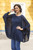 Soft Knit Bohemian Style Navy Blue Drape Sweater from Peru 'Ocean Breeze'