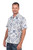 Men's Blue  White Short Sleeve Cotton Batik Button Shirt 'Island Batik'