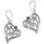 Sterling Silver and Reconstituted Turquoise Dangle Earrings 'Leaf Heart'