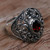 Sterling Silver Garnet Floral Cocktail Ring from Indonesia 'Bali Sanctuary'