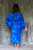 Blue Rayon Long Robe with Bamboo Batik Print from Indonesia 'Bamboo Blue'