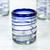 Set of Six Hand Blown Recycled Rocks Glasses 'Cobalt Spiral'