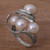 Handcrafted Balinese Sterling Silver and Cultured Pearl Ring 'Polarized Pearl'