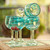 Set of 6 Recycled Hand Blown Aqua Wine Glasses from Mexico 'Elegant Aqua Swirl'