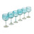 Set of 6 Recycled Hand Blown Aqua Wine Glasses from Mexico 'Elegant Aqua Swirl'