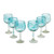 Set of 6 Recycled Hand Blown Aqua Wine Glasses from Mexico 'Elegant Aqua Swirl'