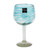 Set of 6 Recycled Hand Blown Aqua Wine Glasses from Mexico 'Elegant Aqua Swirl'